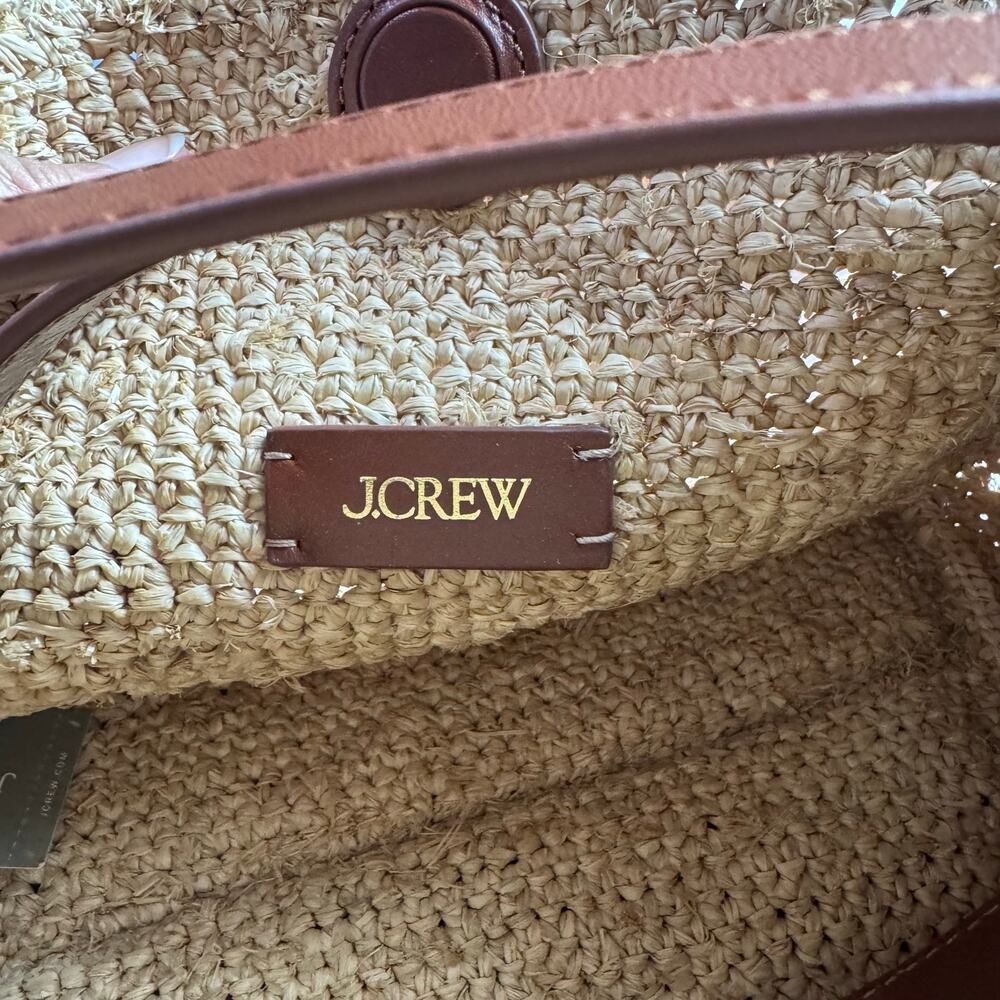 J.Crew Berkeley Small Handknotted Shoulder Bag Raffia Leather Gold CR882 NWT - Picture 12 of 12